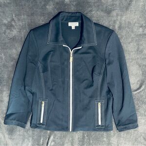 St. John Sport by Marie Navy Blue Jacket with Gold Accents